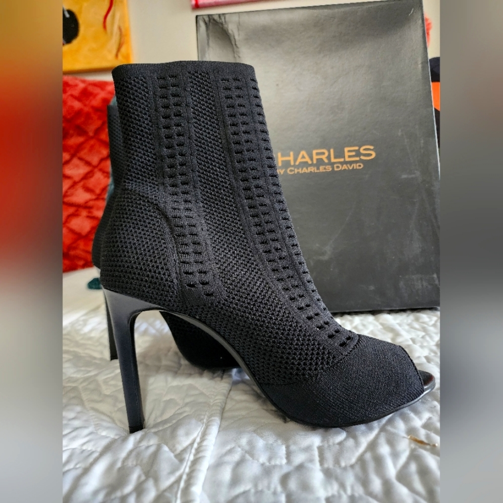 Charles by Charles David Black InSpector Peep-toe Boots